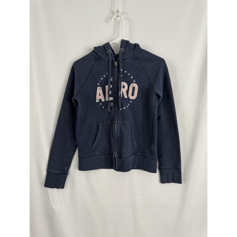 Y2K Aeropostale New York 1987 Blue‎ Lightweight Zip Up Hoodie Women's Size S